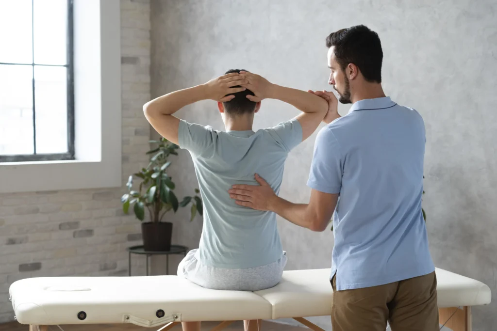 Medium Shot Man Helping Patient Physiotherapy Scaled 1 1024x683